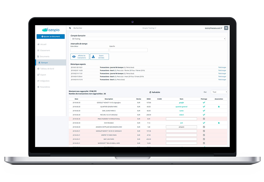 rapprochement bancaire automatique logiciel Azopio