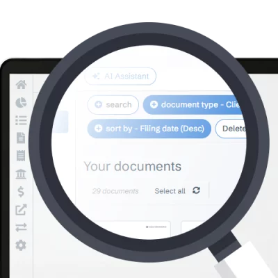 Azopio document organization – supplier invoice, client invoice and accounting document folders
